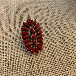 Authentic coral Navajo squash ring